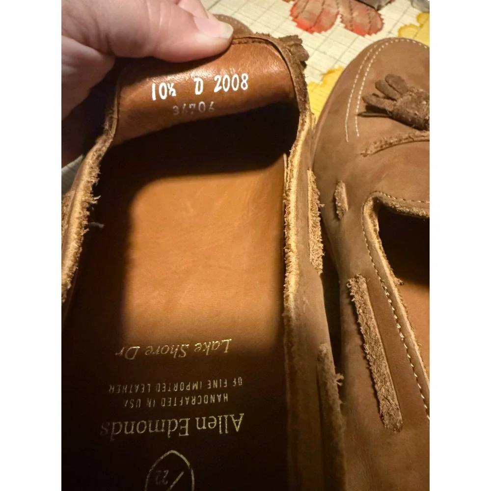 Allen Edmonds Lake Shore Drive Tan Leather Tassel Loafers Mens USA  10.5 D